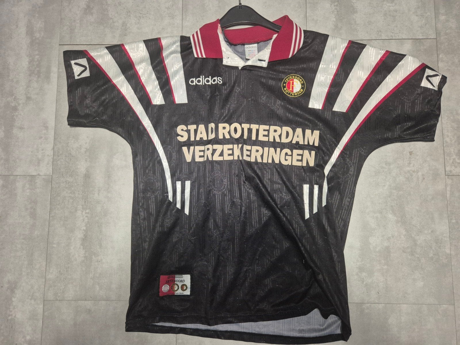 Vintage Feyenoord Adidas Thuisshirt 1994/1995 Maat L, Zwart, Maat 56/58 (XL), Ophalen of Verzenden, Adidas