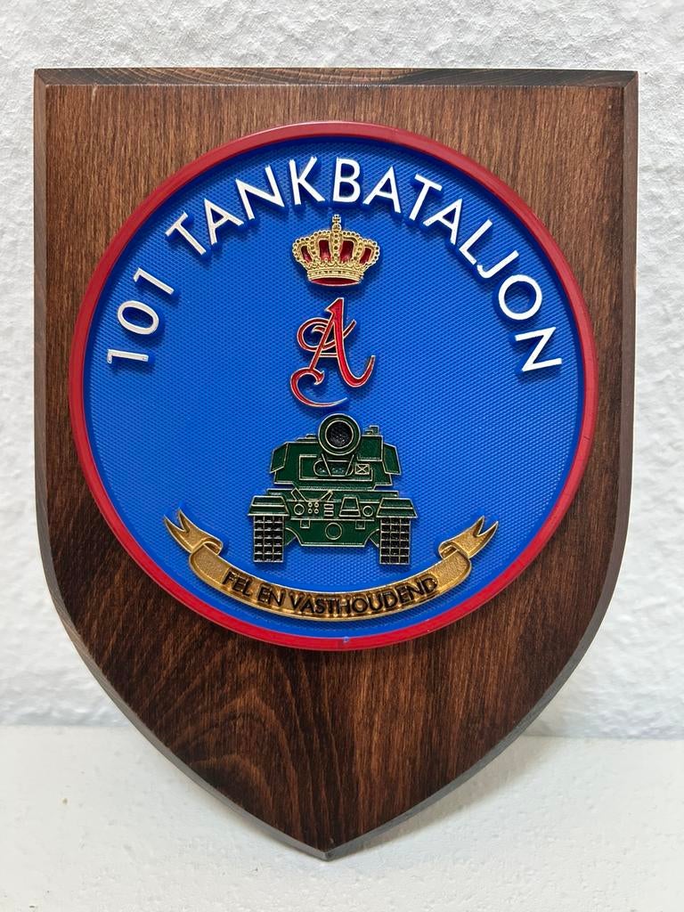 Wapenschild 101 Tankbataljon, Ophalen of Verzenden, Landmacht, Nederland, Embleem of Badge