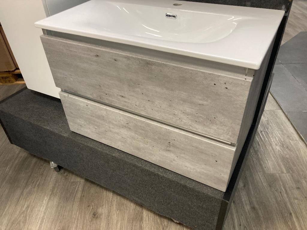 Showroomopruiming : Wastafel + beton look onderkast 2 lades, Ophalen, Annekemorssink@gmail.com, Morssink Bouwmaterialen, Wastafel