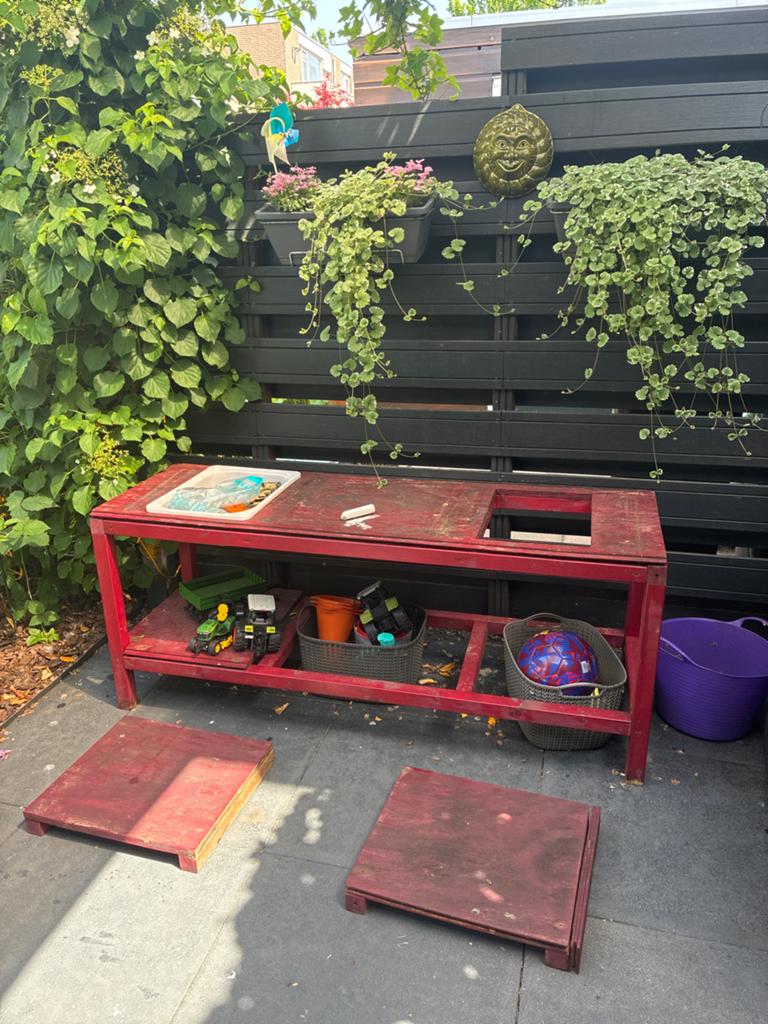 Houten speeltafel / moddertafel voor buiten, Ophalen of Verzenden, Gebruikt, Overige typen