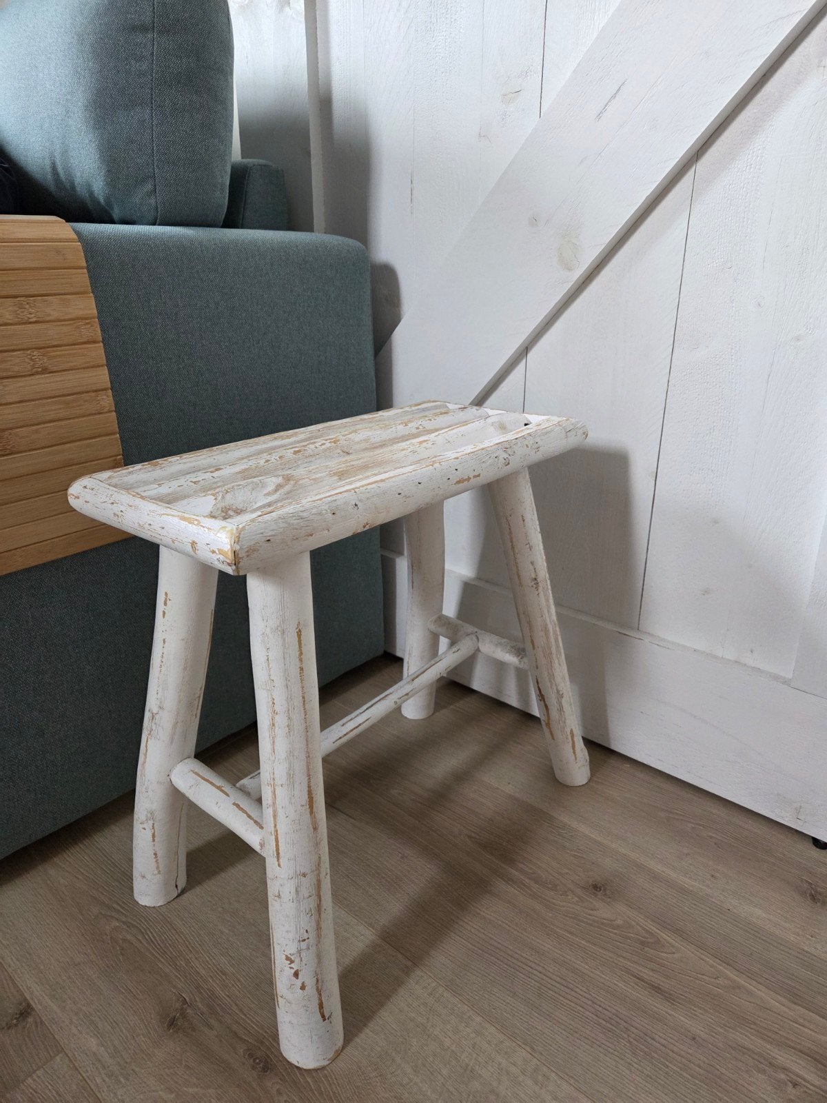 Zo goed als nieuw Bamboe krukje, bijzet tafeltje, Ophalen of Verzenden, Zo goed als nieuw, Hout