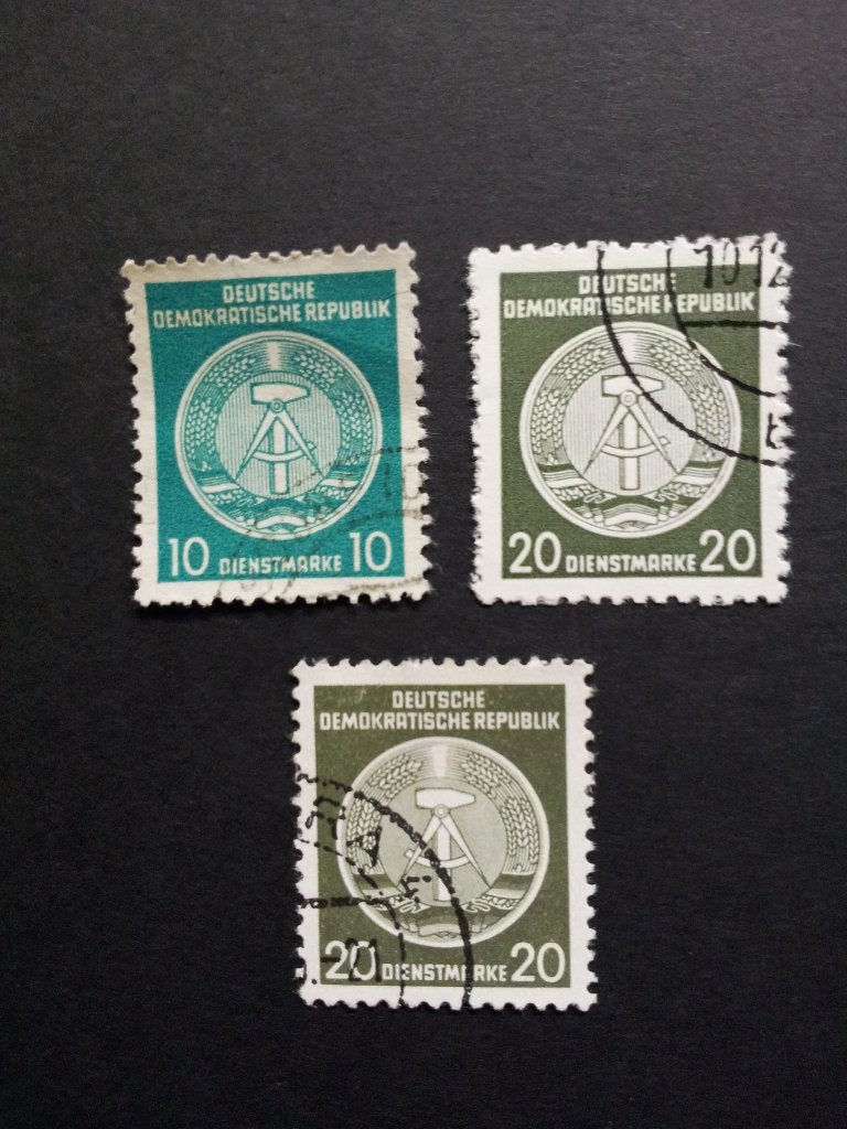 Duitsland DDR 2 sikkel rechts en 1 sikkel links L gestempeld, Ophalen of Verzenden, DDR, Gestempeld