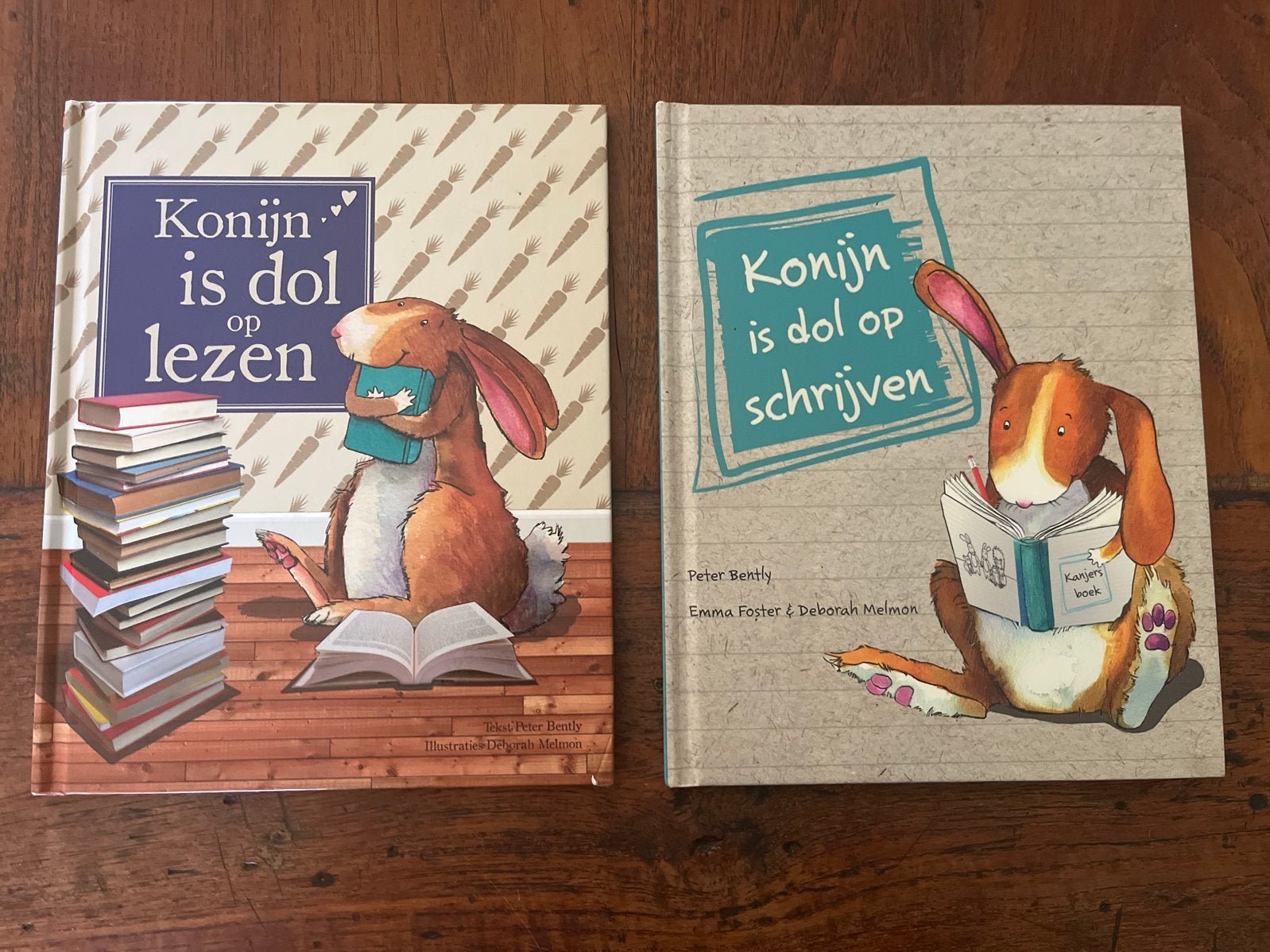 2 kinderboeken: Konijn is dol op lezen & schrijven, Ophalen of Verzenden, Gelezen, Fictie algemeen