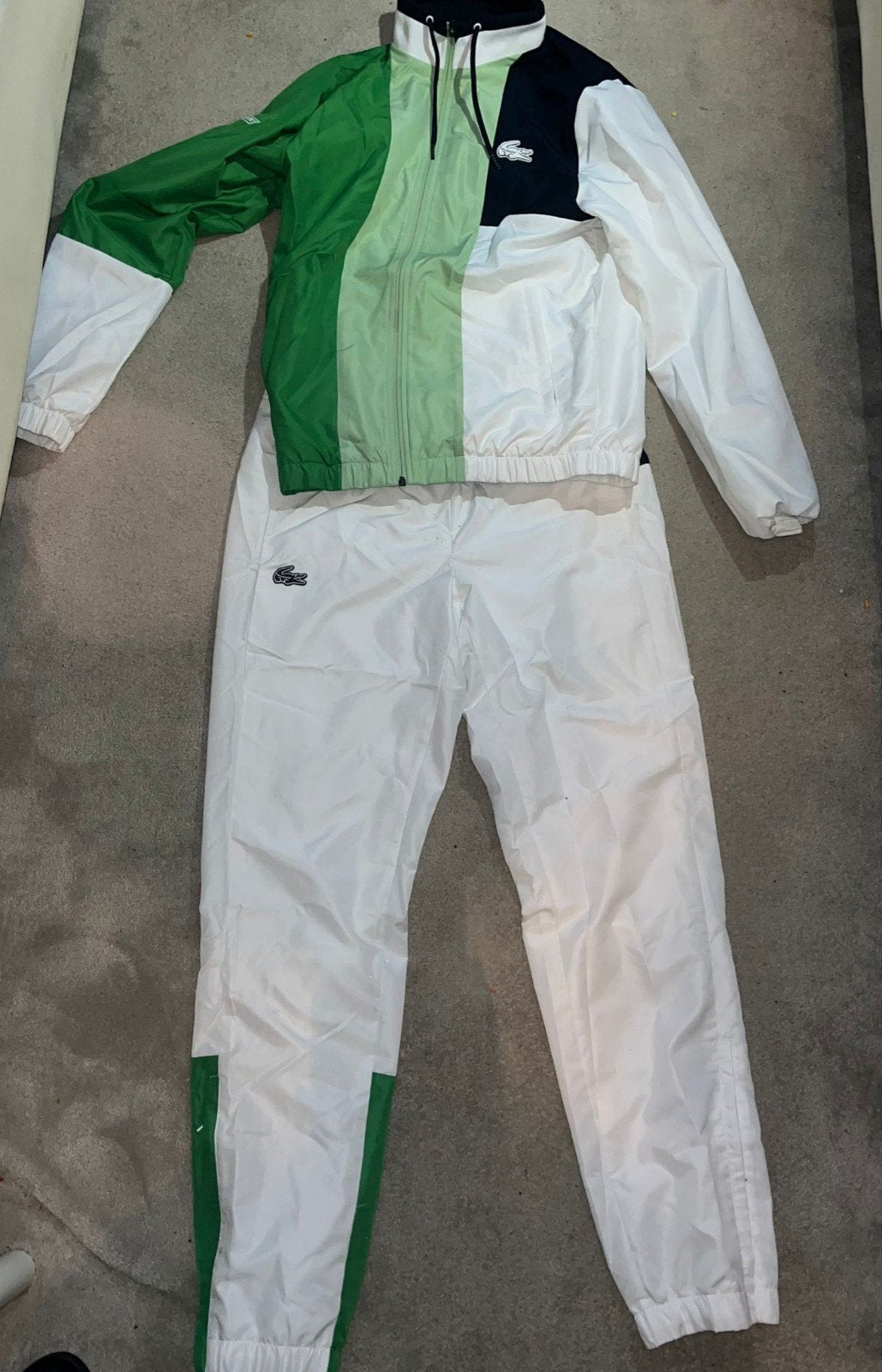 Lacoste Trainingspak - Groen, Wit, Zwart, Ophalen, Meerkleurig, Lacoste, Zo goed als nieuw