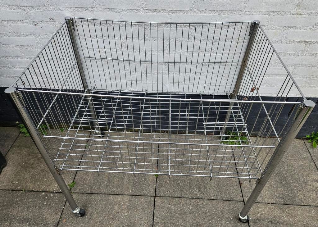 Metalen draadmand op wielen - 38 cm diep, Ophalen of Verzenden, Gebruikt, Rechthoekig, Overige materialen
