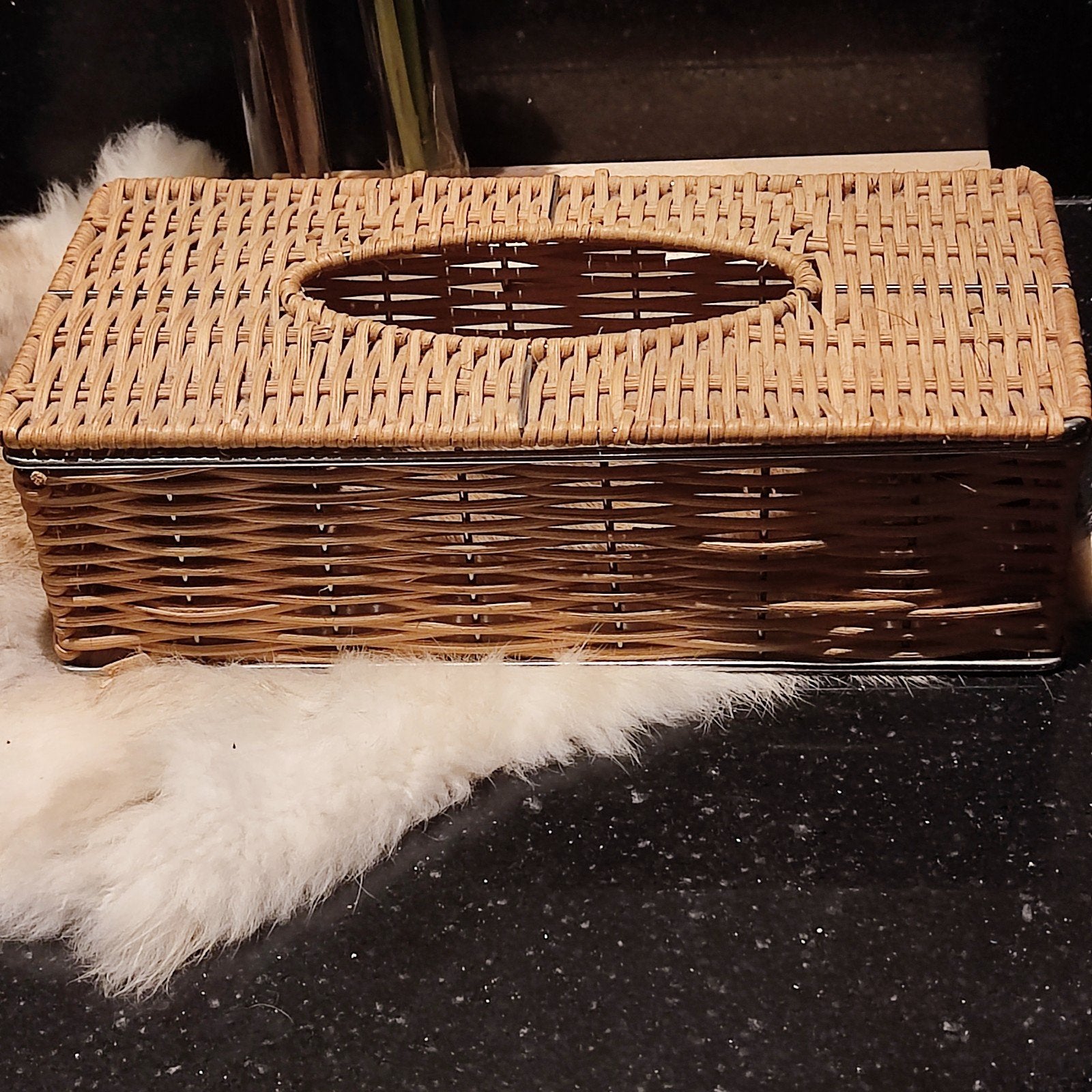 Rotan tissuebox - Handige en stijlvolle opberger, Gebruikt, Gevlochten, Overige typen, Ophalen of Verzenden