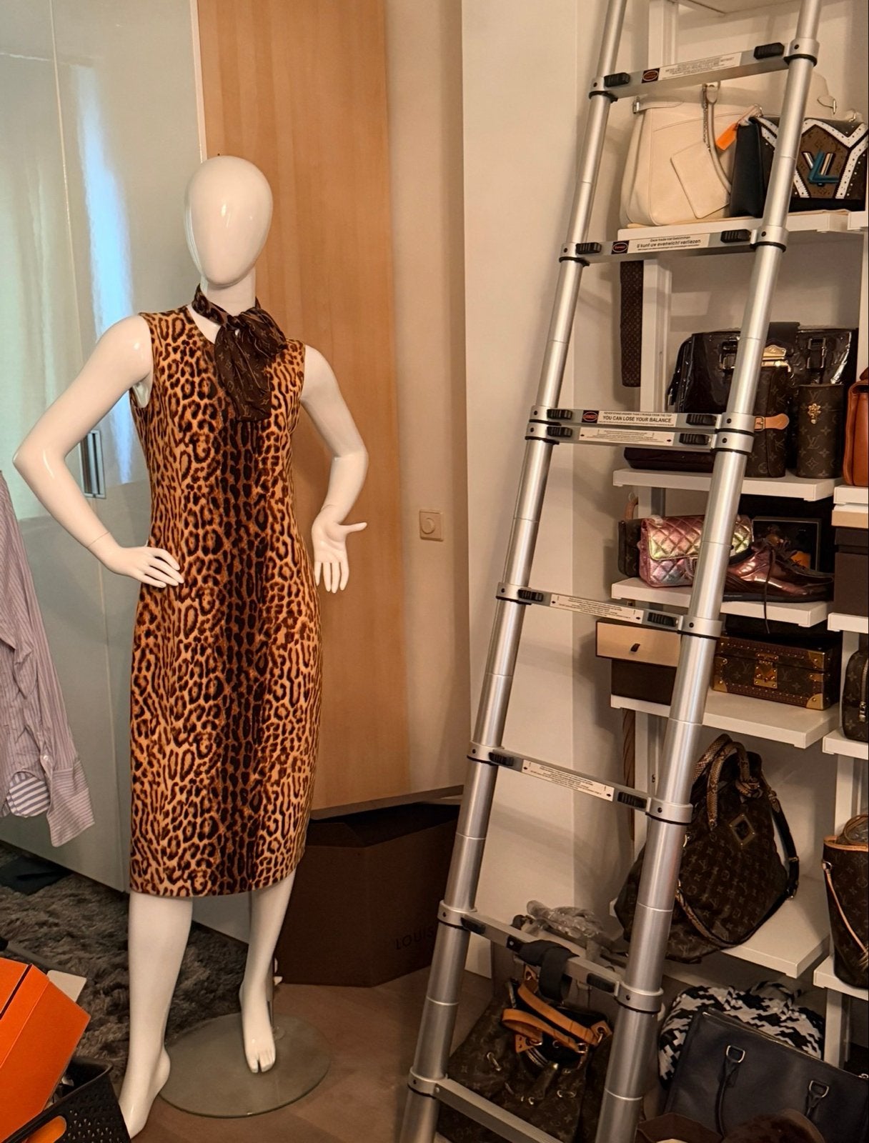 Celine Luipaardprint Jurk - Maat 40 (M) met jas en hoed, Maat 38/40 (M), Bruin, Nieuw, Ophalen of Verzenden