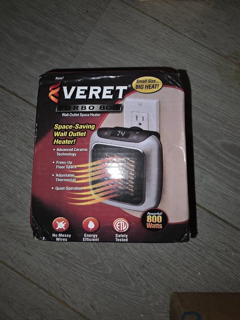 Veret Turbo 800 Wandkachel - Nieuw in doos, Overige soorten, Elektrisch, Onbekend, Nieuw