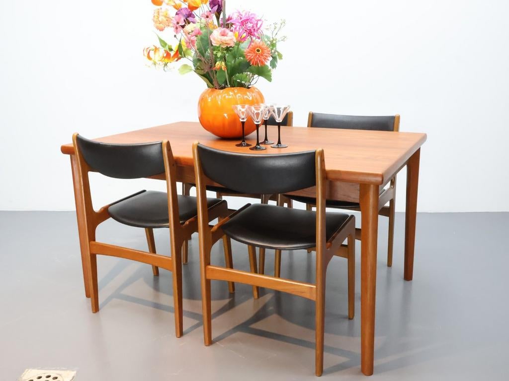 Deense eettafel Henning Kjaernulf teak uitschuifbaar tot 2.4, Huis en Inrichting, Tafels | Eettafels, Niet bekend, 200 cm of meer