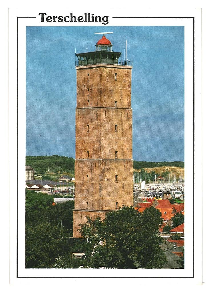40056	Terschelling	80+ Vuurtoren	 	 Gelopen met postzegel, Ophalen of Verzenden, 1980 tot heden, Gelopen, Waddeneilanden