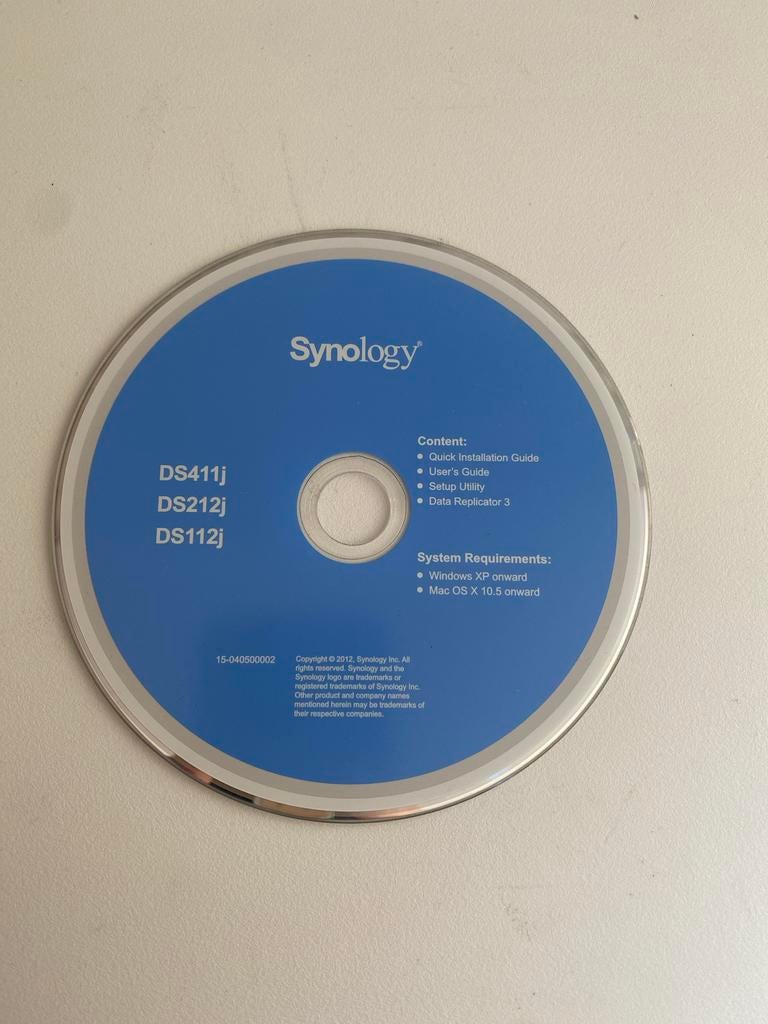 Synology Installatie CD - DS411j, DS212j, DS112j, Ophalen of Verzenden, Gebruikt, MacOS
