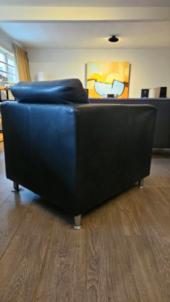 Prijs verlaagd 2 Machalke Zwart leren fauteuils, Huis en Inrichting, Fauteuils, Ophalen, Gebruikt, 75 tot 100 cm, Modern