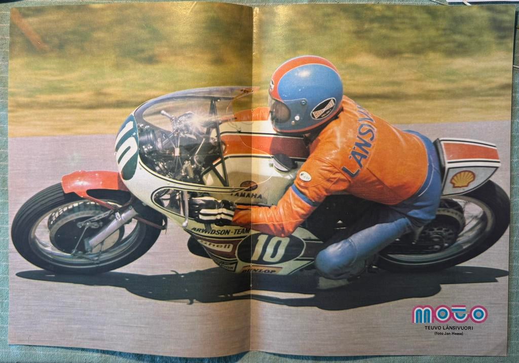 Poster 1973 Teuvo Länsivuori, Verzenden, Zo goed als nieuw, Motoren