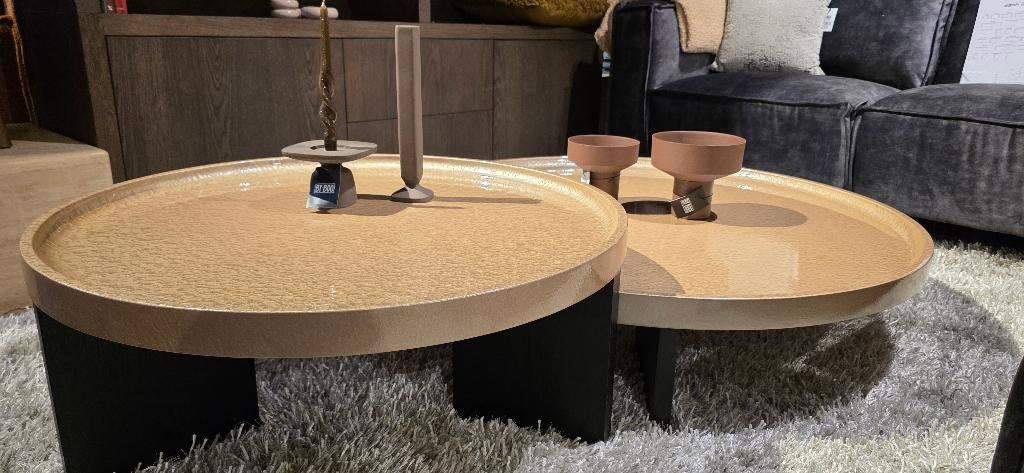 Ronde Beige Salontafel 120cm & 90cm Showmodel Korting!, Huis en Inrichting, Tafels | Salontafels, Ophalen, Overige materialen