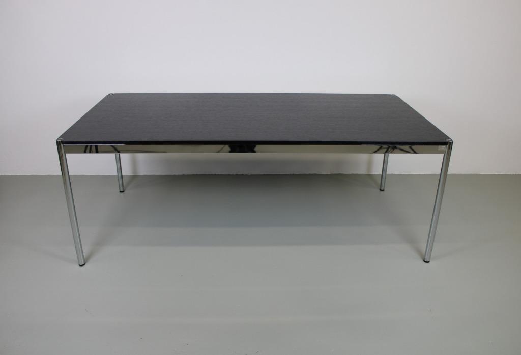 USM Haller tafel/bureau, 200/100/74, zwart-chroom, Huis en Inrichting, Tafels | Eettafels, 100 tot 150 cm, 200 cm of meer, Zo goed als nieuw