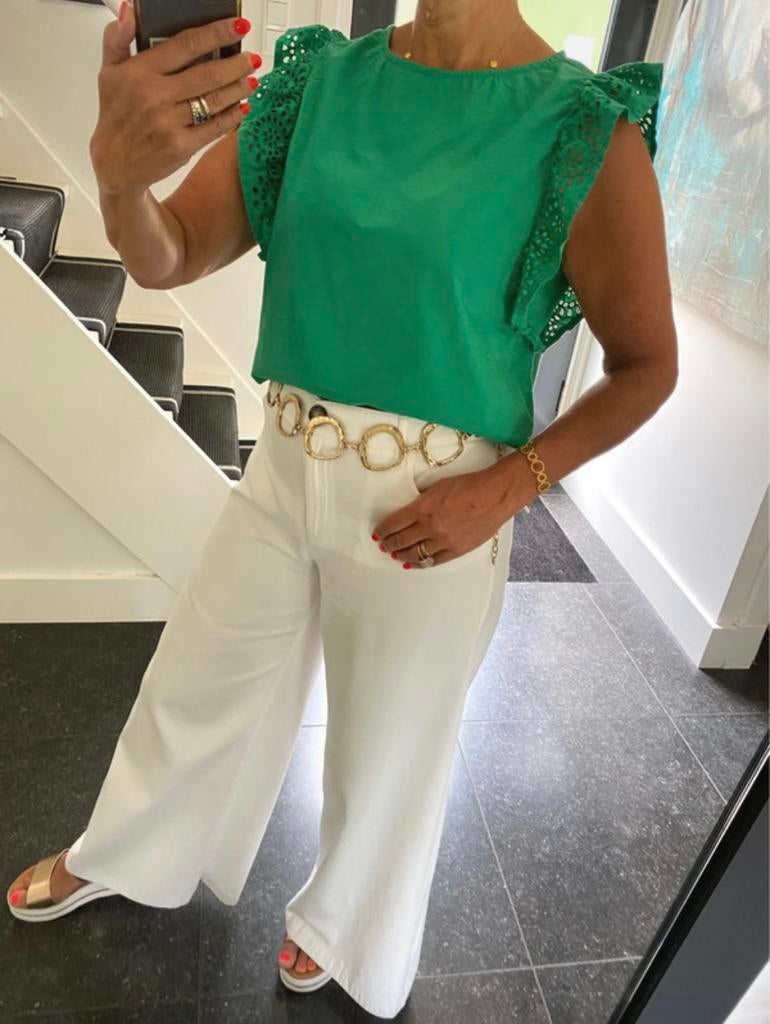 Saint Tropez, prachtige kleur, groene top, S/M, Ophalen of Verzenden, Zo goed als nieuw, Maat 38/40 (M), Groen