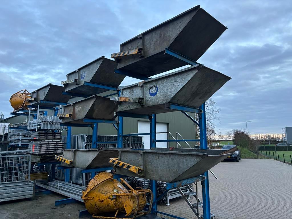 Stalen gegalvaniseerde hijsbak Cranecontainer 1000liter, Ophalen, Gebruikt