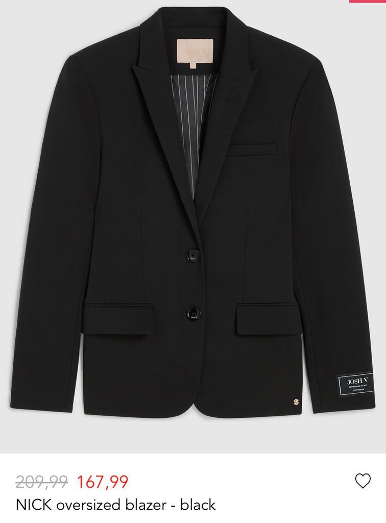 Josh v oversized blazer zwart mt L, Ophalen of Verzenden, Zo goed als nieuw, Zwart