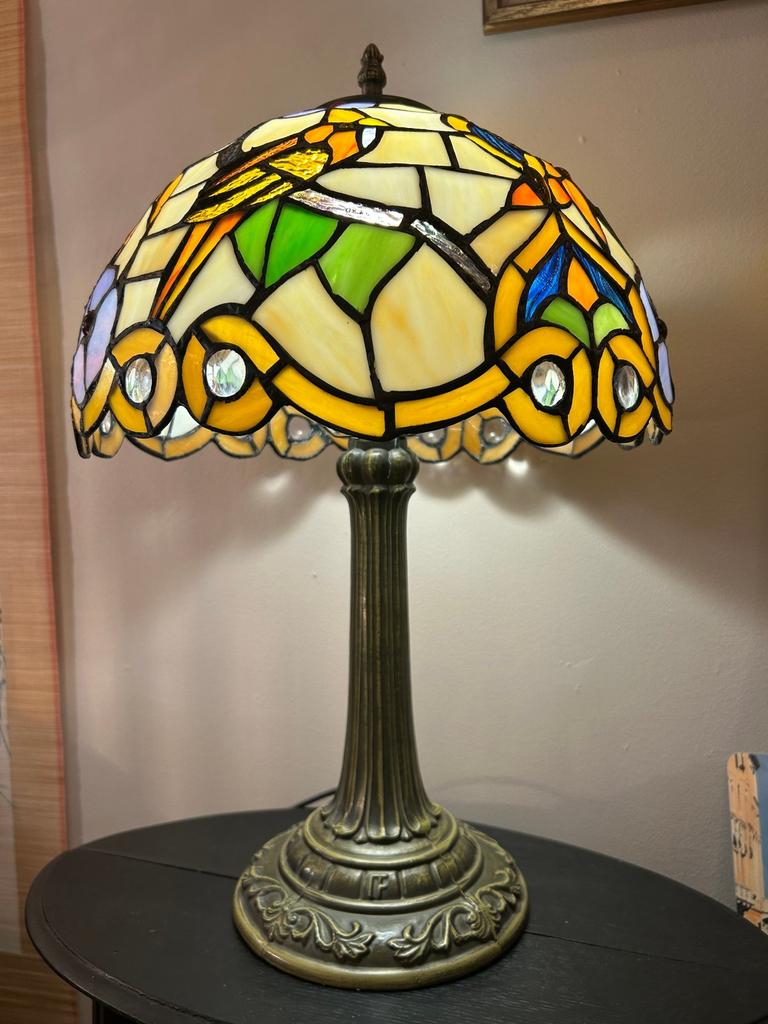 XL formaat glas in lood tafellamp art nouveau stijl, Baak, Ophalen of Verzenden, Minder dan 50 cm, Baak