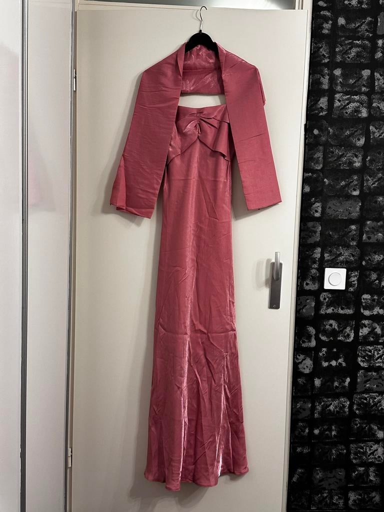 Roze avondjurk met stola - Maat 34, Ophalen, Galajurk, Nieuw, Roze