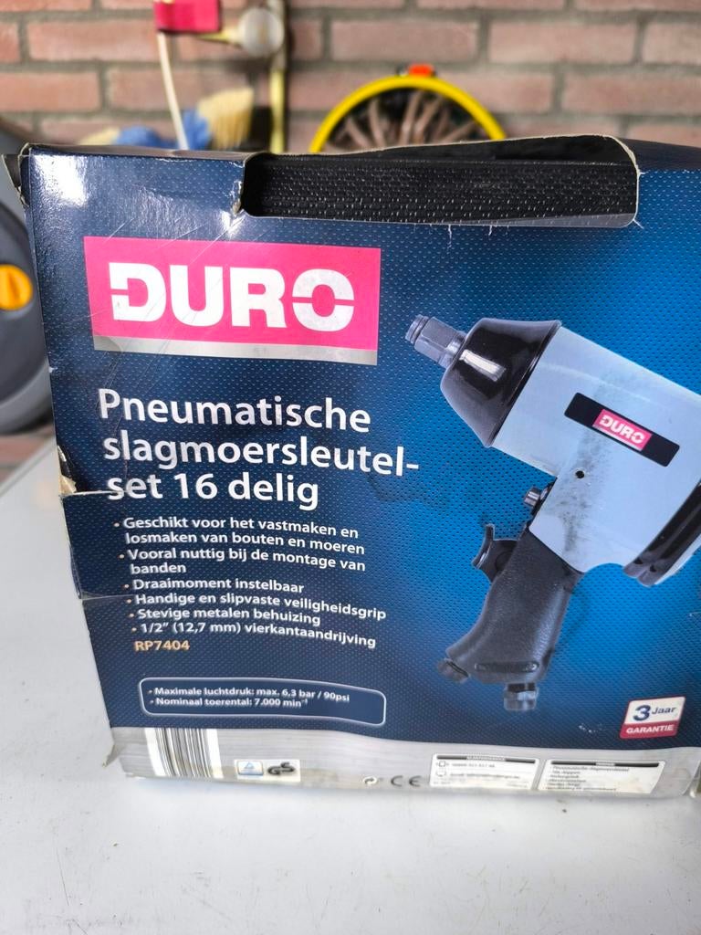 Duro Pneumatische Slagmoersleutel Set 16-delig, Doe-het-zelf en Verbouw, Gereedschap | Handgereedschap, Ophalen of Verzenden