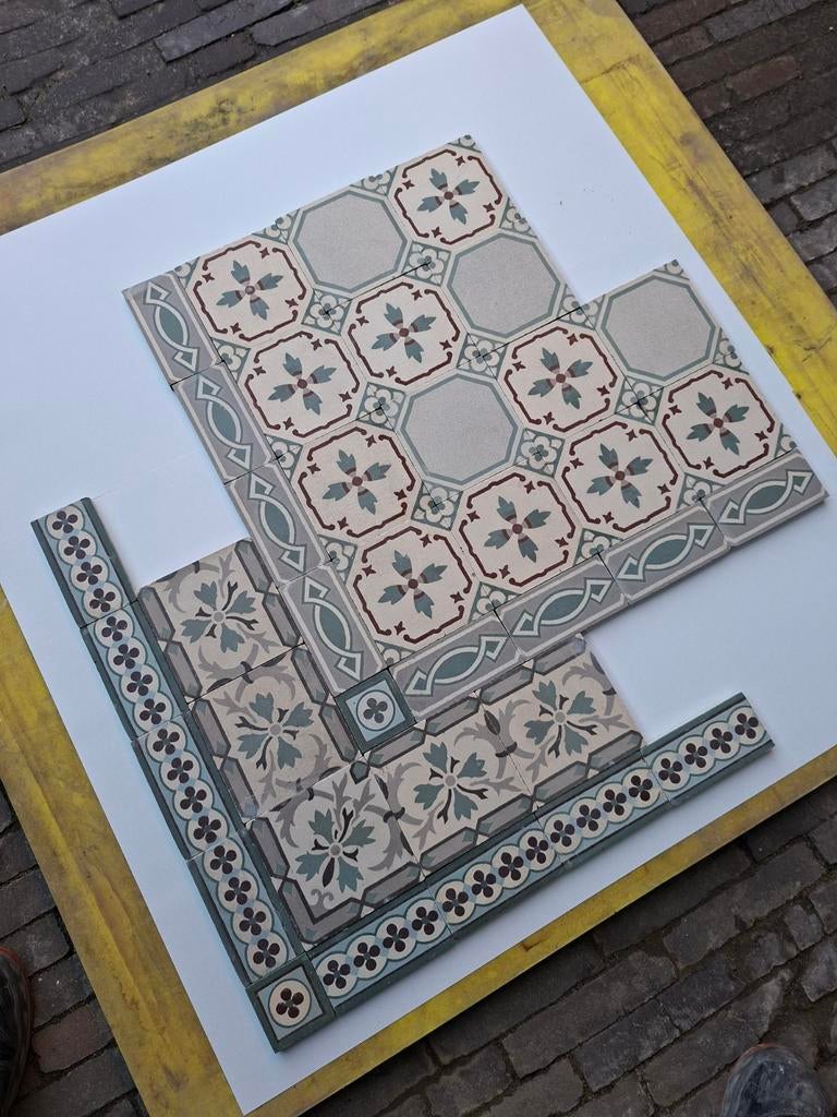 Te Koop: partij oude keramische vloertegels 18 m2., Gebruikt, Keramiek, Minder dan 20 cm, 10 m² of meer