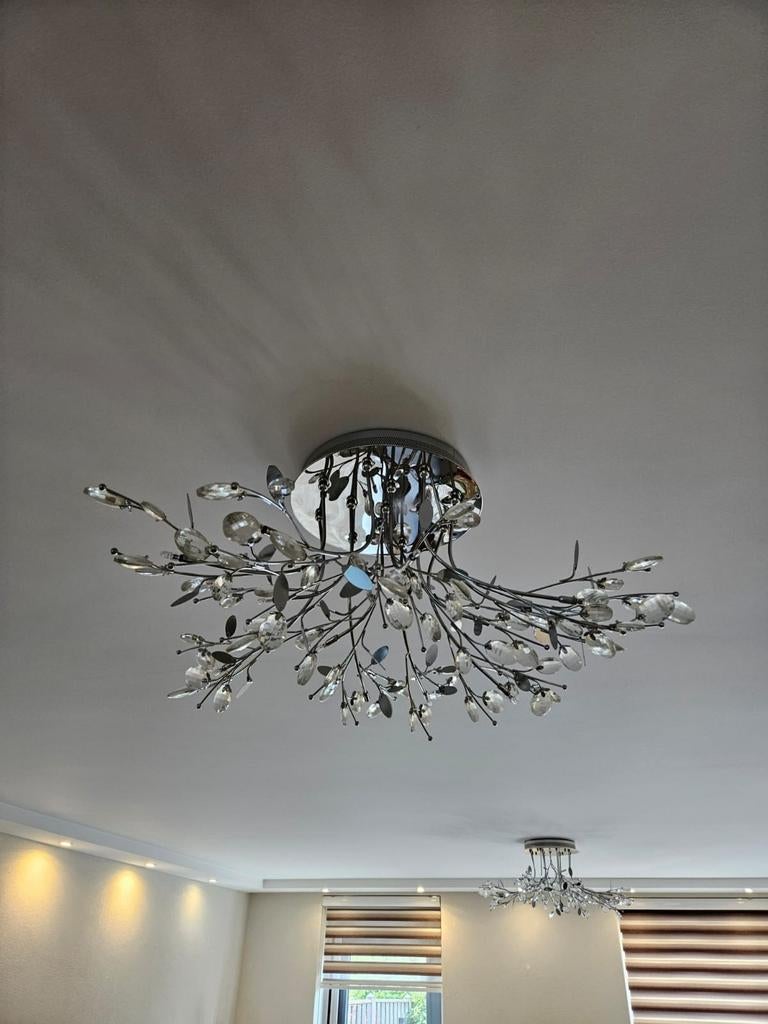 Pair of Ceiling light chrome crystal (2 pieces), Ophalen of Verzenden, Zo goed als nieuw