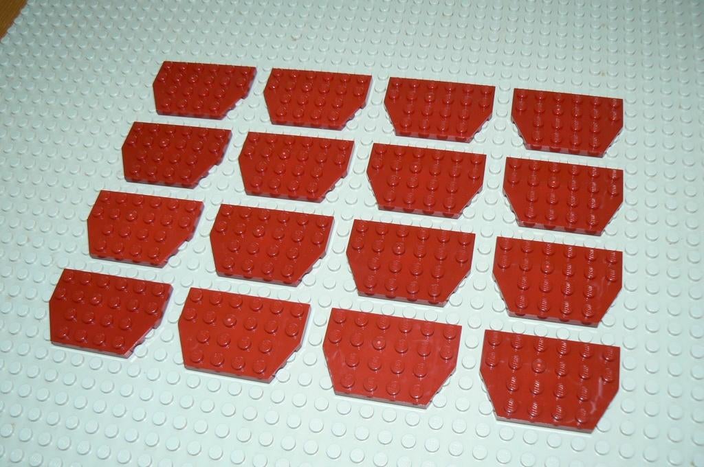 L286 Auto dakjes 4x6 donker rood 16 st., Ophalen of Verzenden, Nieuw, Losse stenen, Lego
