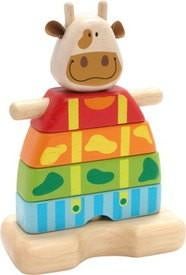 Houten stapelvorm koe I'm Toy, Kraamcadeau, Rheastraat 40, 5047 TL Tilburg, Info@hopsa.nl, Nieuw
