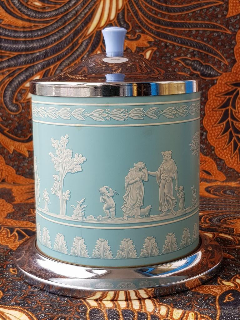 Mooie oude vintage koekjestrommel uit Engeland 18,5 cm., Ophalen of Verzenden