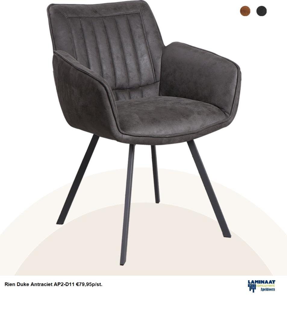 Eetkamerstoel Antraciet met armleuning €60p/st. Apeldoorn, Huis en Inrichting, Stoelen, Nieuw, Vijf, Zes of meer stoelen, Kunststof
