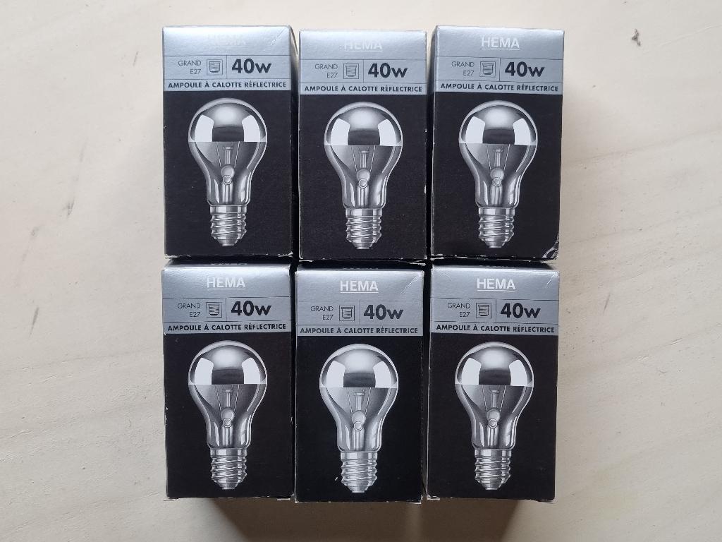 Kopspiegellamp (gloeilampen) grote fitting 220 volt 40 watt, 30 tot 60 watt, Gloeilamp, Nieuw, E27 (groot)