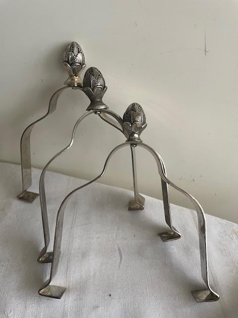 4 Vintage verzilverde Bordenhouders / Schalen Klemmen, Ophalen of Verzenden