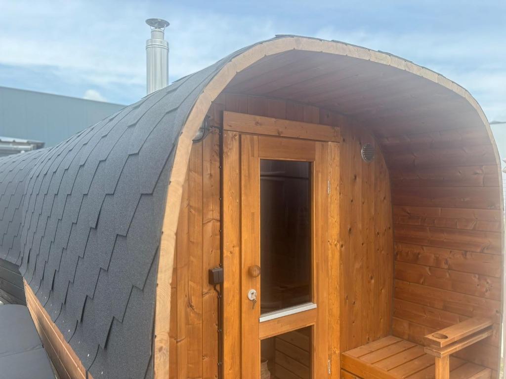 Houtgestookte Barrelsauna 290  cm I TW-hout I 2025 opruiming, Sport en Fitness, Sauna, Ophalen, 8431 NA, Buurstede 17, Fins of Traditioneel