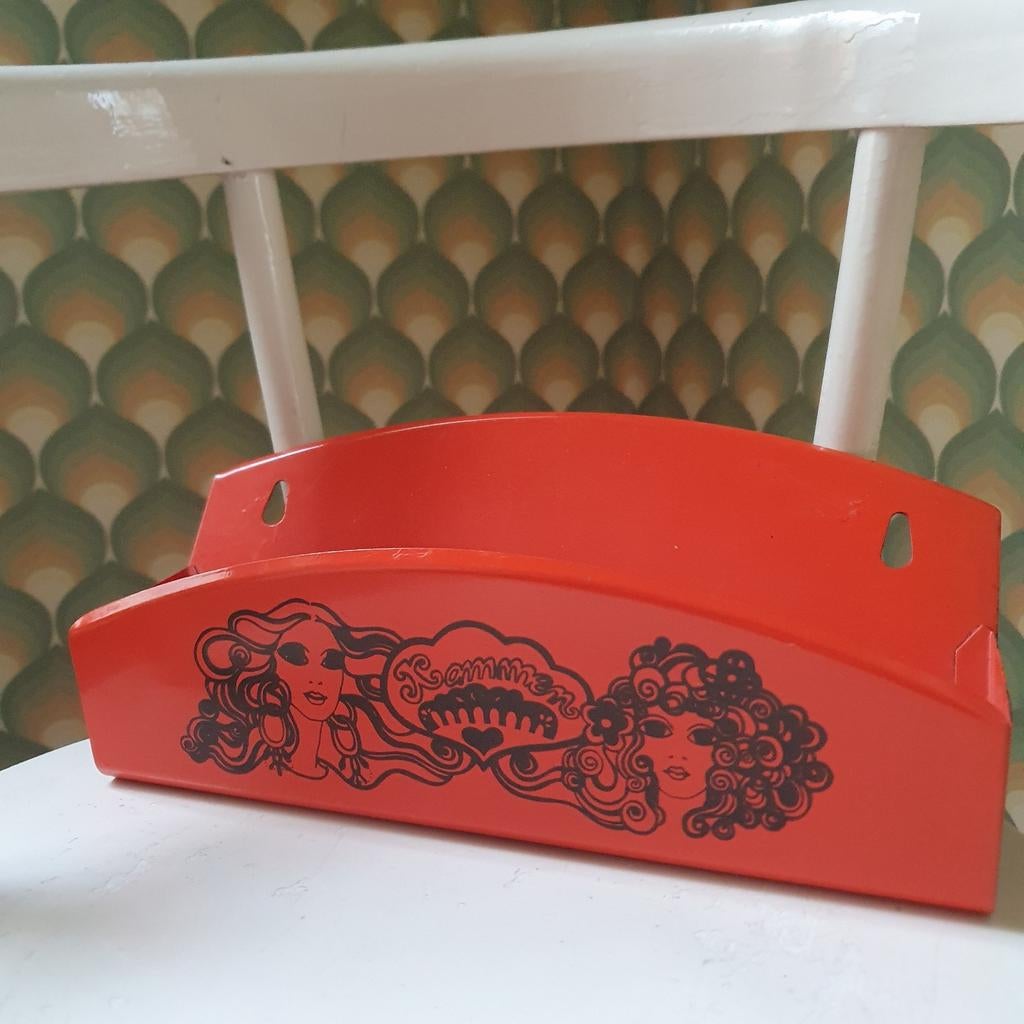 Vintage oranje kammenbakje om op te hangen, Ophalen of Verzenden, Gebruikt, Minder dan 50 cm, Minder dan 50 cm