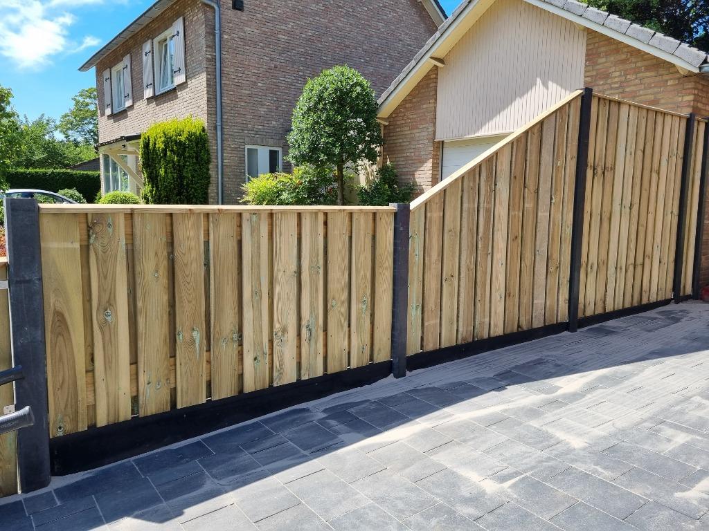 Aanbieding 23 planks hout/beton schutting zonder doorkijk!, Tuin en Terras, Ophalen, 1 tot 2 meter, Schuttingkampioen, Minder dan 3 meter