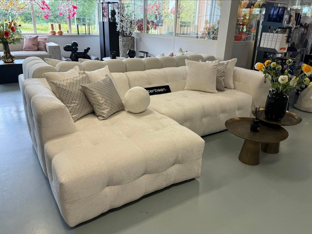 Luxe Velvet Teddy Loungebank Flipper Wit 160x290cm NIEUW, Huis en Inrichting, 250 tot 300 cm, Info@oosterbaanwonen.nl, Hoekbank