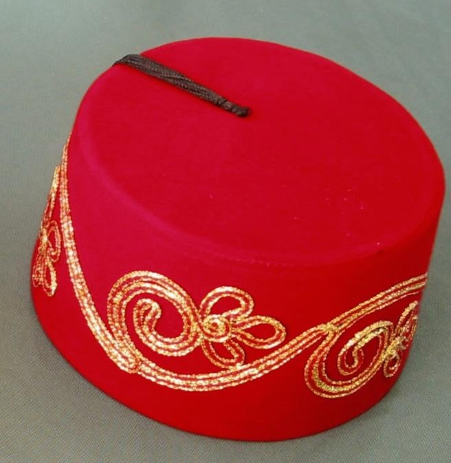 Fez hoed rood (geborduurd), Carnaval, Overige maten, Ophalen of Verzenden, Accessoires
