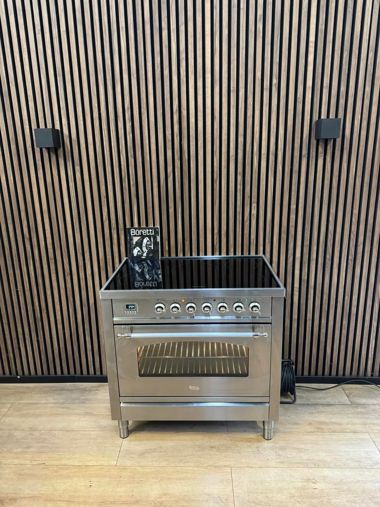 Luxe Rvs Boretti Inductie Fornuis 90 cm (Gratis bezorgen), Ophalen of Verzenden, Zo goed als nieuw, Energieklasse A of zuiniger