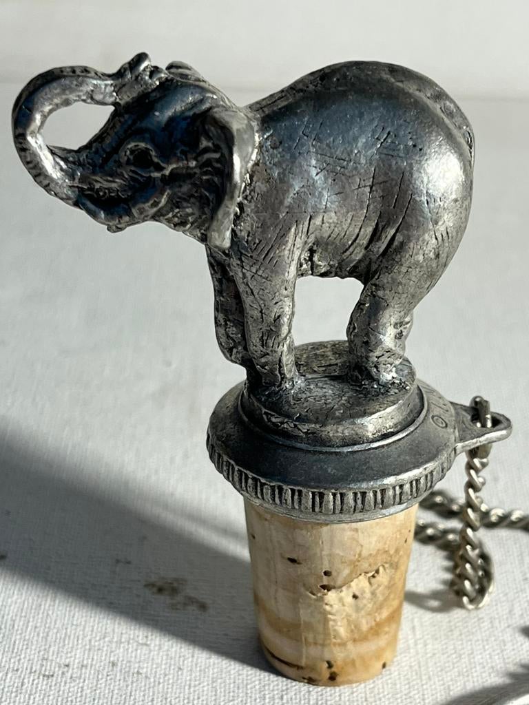 tinnen olifant en kurken stop voor wijnflessen, Antiek en Kunst, Antiek | Tin, Ophalen of Verzenden