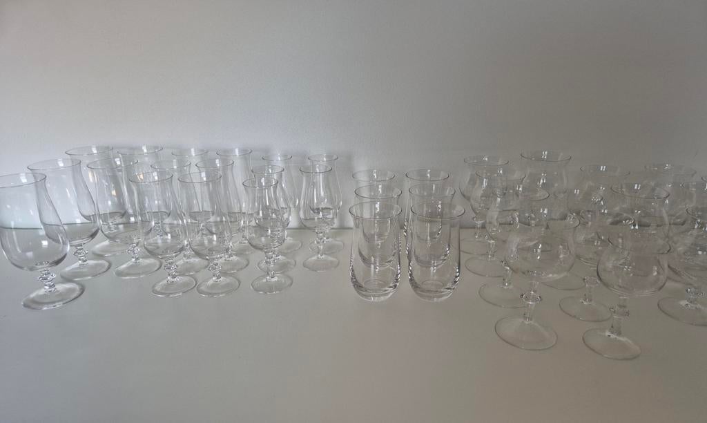 Royal Leerdam Kristallen Glasservies - 62 Delig, Ophalen, Zo goed als nieuw, Glas, Klassiek