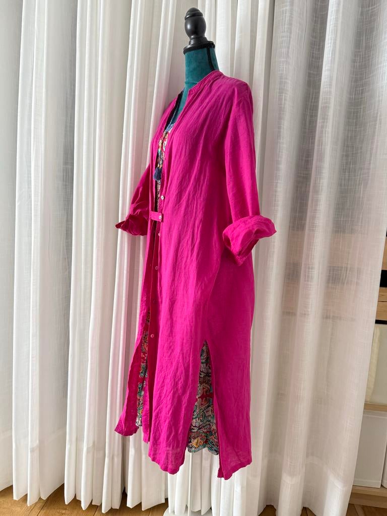 Zara felroze linnen overblouse met splitten, maat 42/44, Kleding | Dames, Maat 42/44 (L), Ophalen of Verzenden, Roze, Gedragen