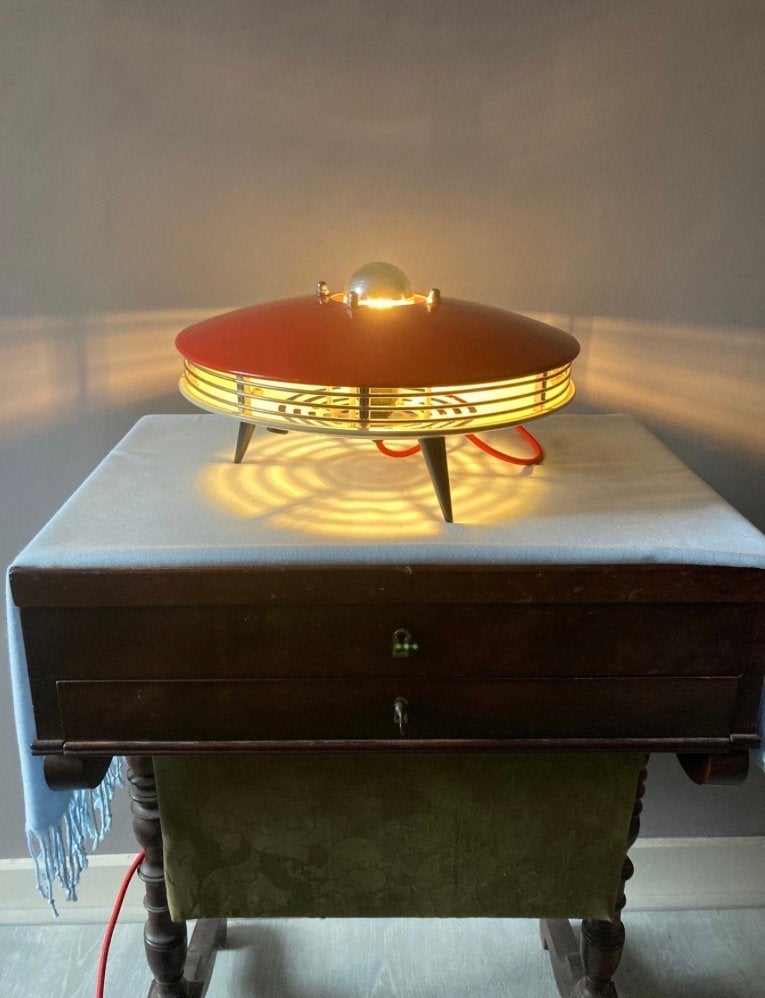 Vintage Evoluon Louis Kalff UFO Tafellamp Rood, Antiek en Kunst, Ophalen of Verzenden