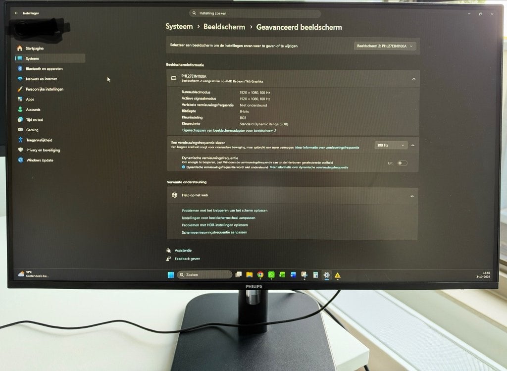 Phillips 27" 100Hz monitor 27E1N1100A, Ophalen, Philips, IPS, Ingebouwde speakers