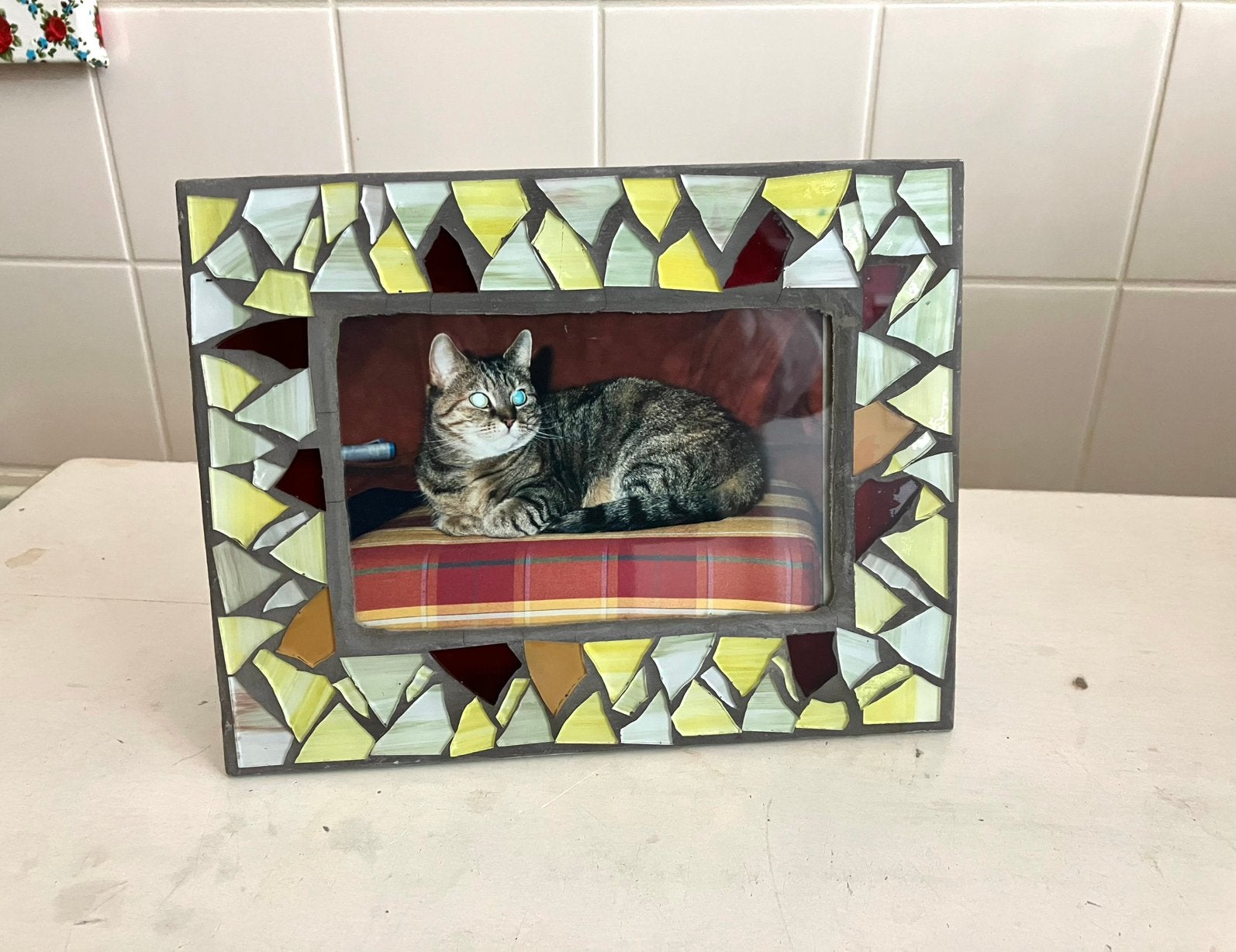 Fotolijst met glas mozaïek ingelegd 🖼️, Overige materialen, Minder dan 50 cm, Nieuw, Ophalen of Verzenden
