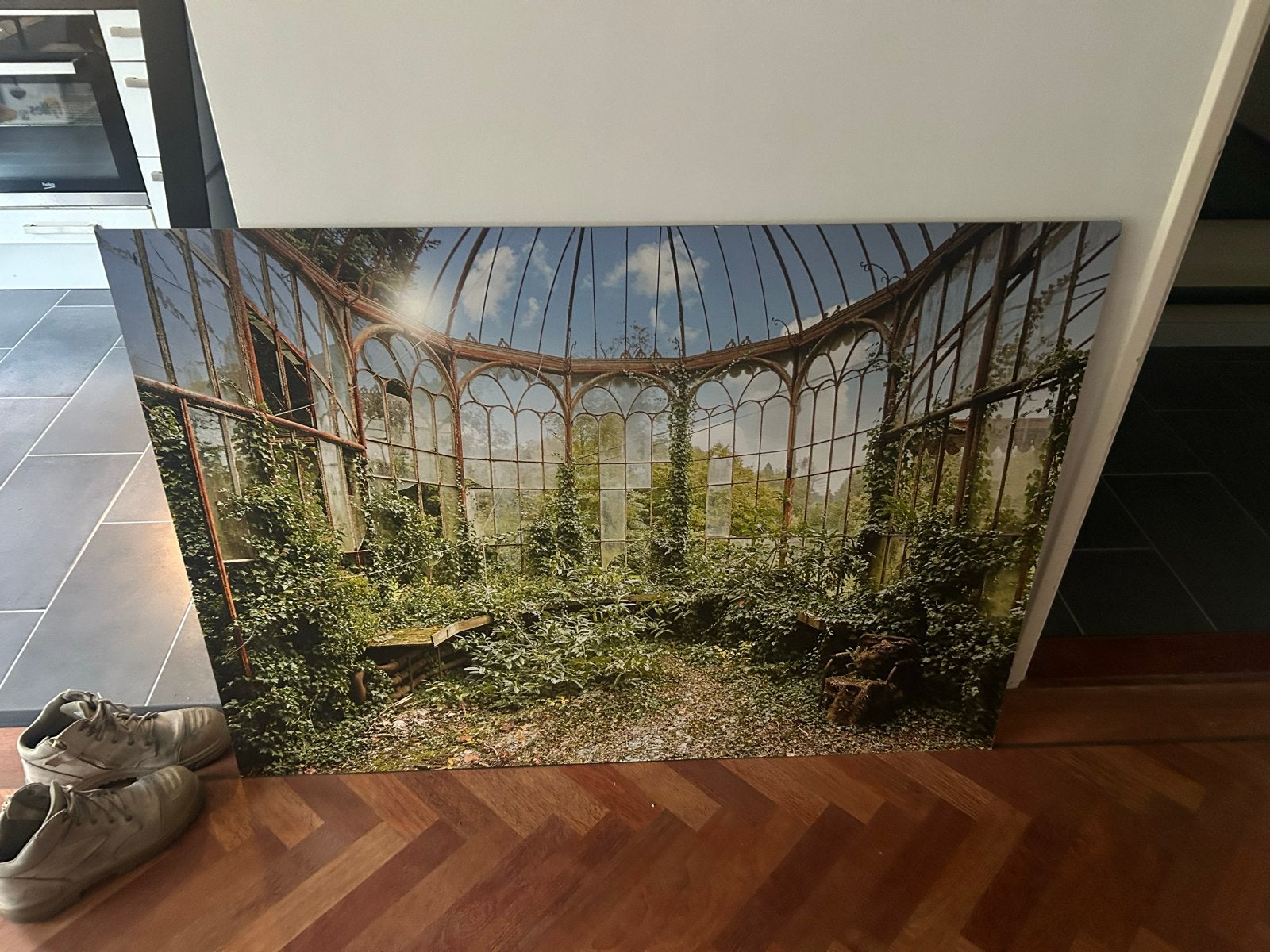Grote canvas print van verlaten kas - Unieke sfeer, Ophalen, Gebruikt, 125 cm of meer, Print