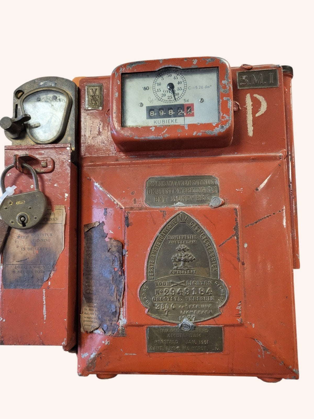 Antieke Gasmeter van NV Gasmeterfabriek Amsterdam, Antiek en Kunst, Ophalen