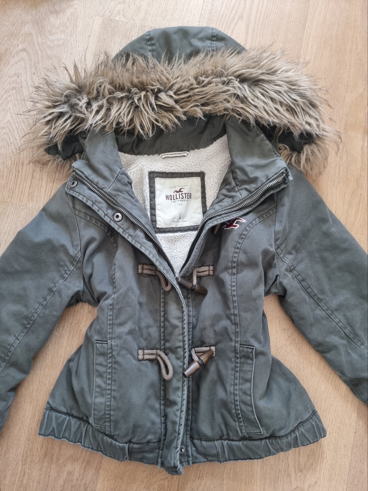 Zeldzame vintage Hollister jas, maat L, kaki, Overige kleuren, Verzenden, Maat 42/44 (L), Gedragen