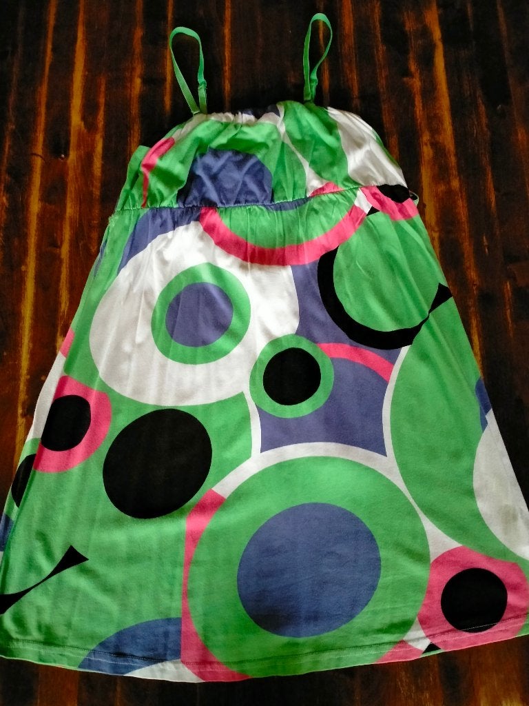 Zomerse jurk met kleurrijke cirkelprint - Maat XL, Meerkleurig, Sensation, Maat 42/44 (L), Ophalen of Verzenden
