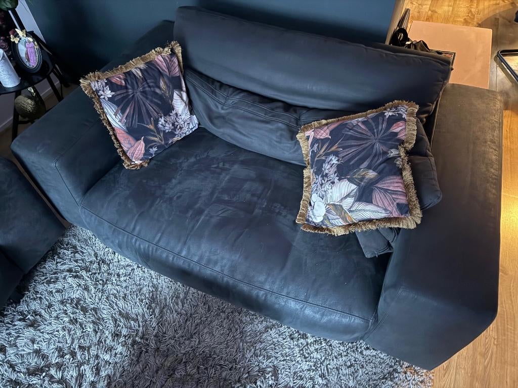 2x bankstel en hocker van Trendhopper Antraciet/Grijs, Ophalen, Gebruikt, 100 tot 125 cm, Driepersoons